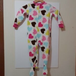 Carter's Pink and Brown Heart Print Footie